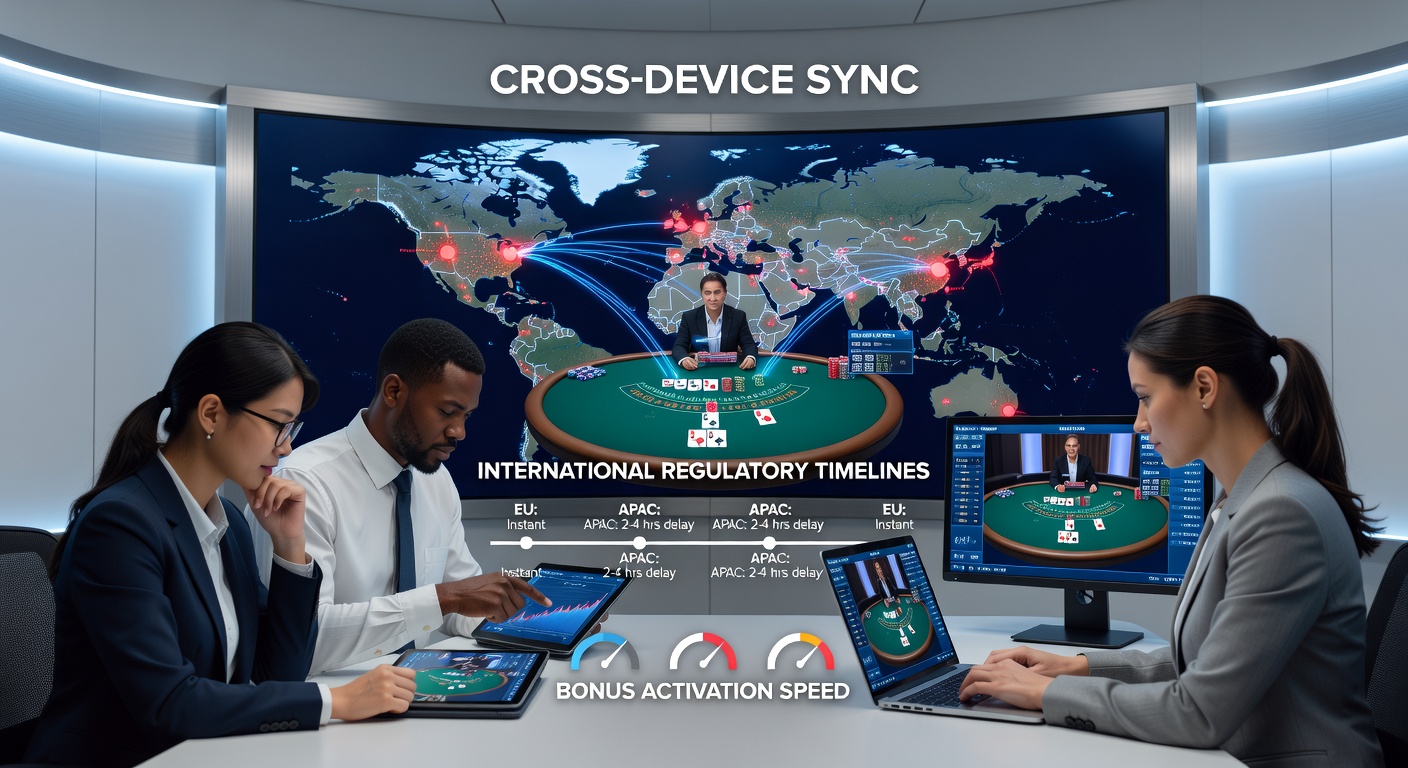 Cross-device synchronization interface showing virtual blackjack tables with live dealer feeds and bonus status indicators across mobile and desktop platforms