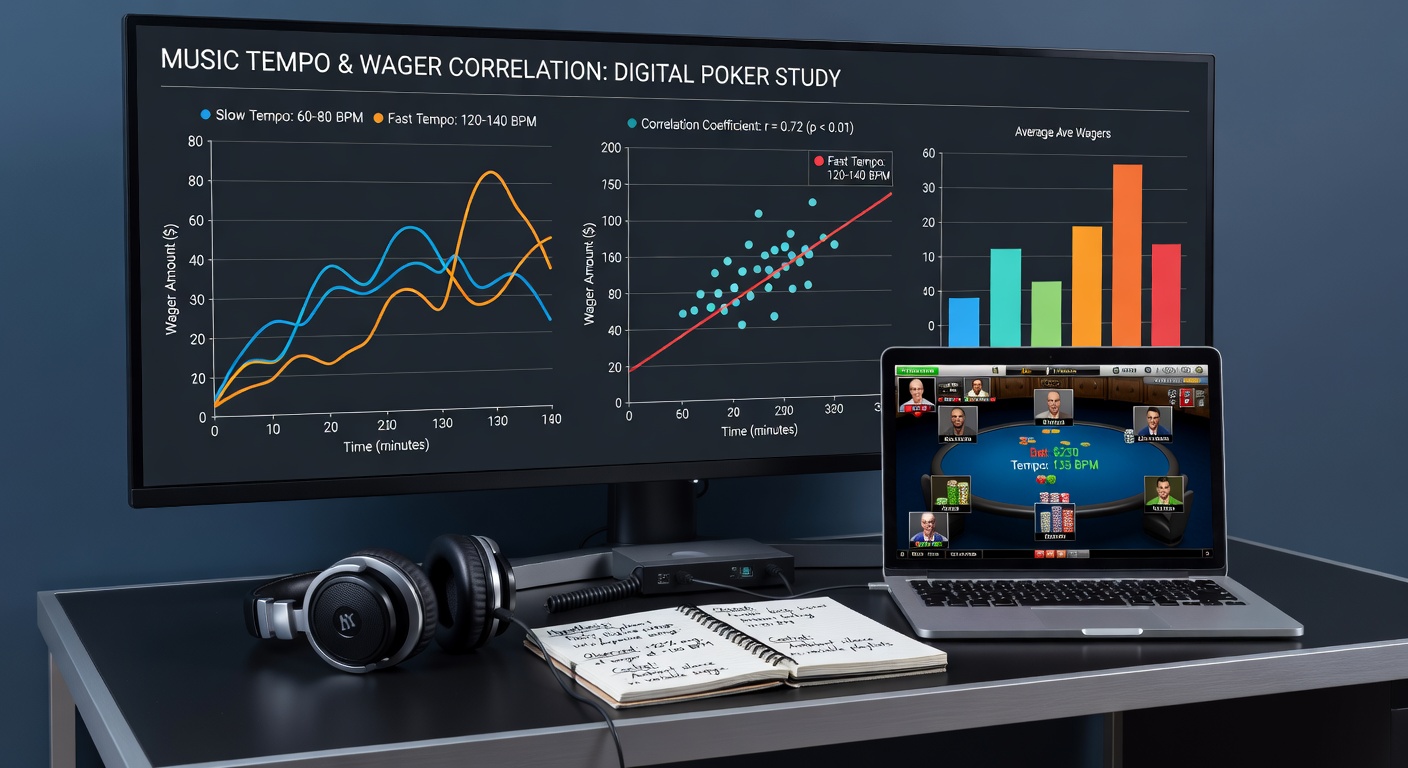 Graph displaying wagering trends correlated with music tempo changes during online poker sessions