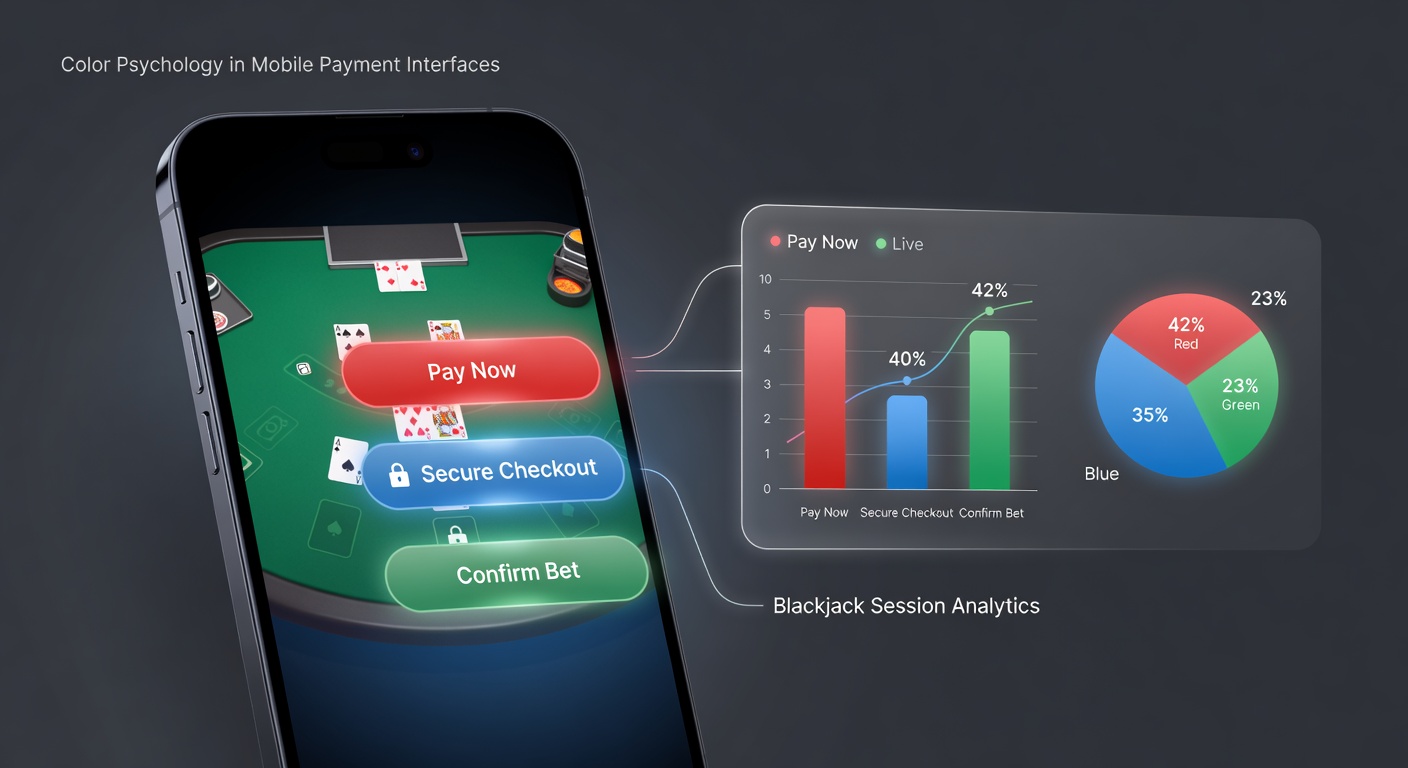 Mobile blackjack app interface showing colored payment buttons with green trust accents and blue secure indicators