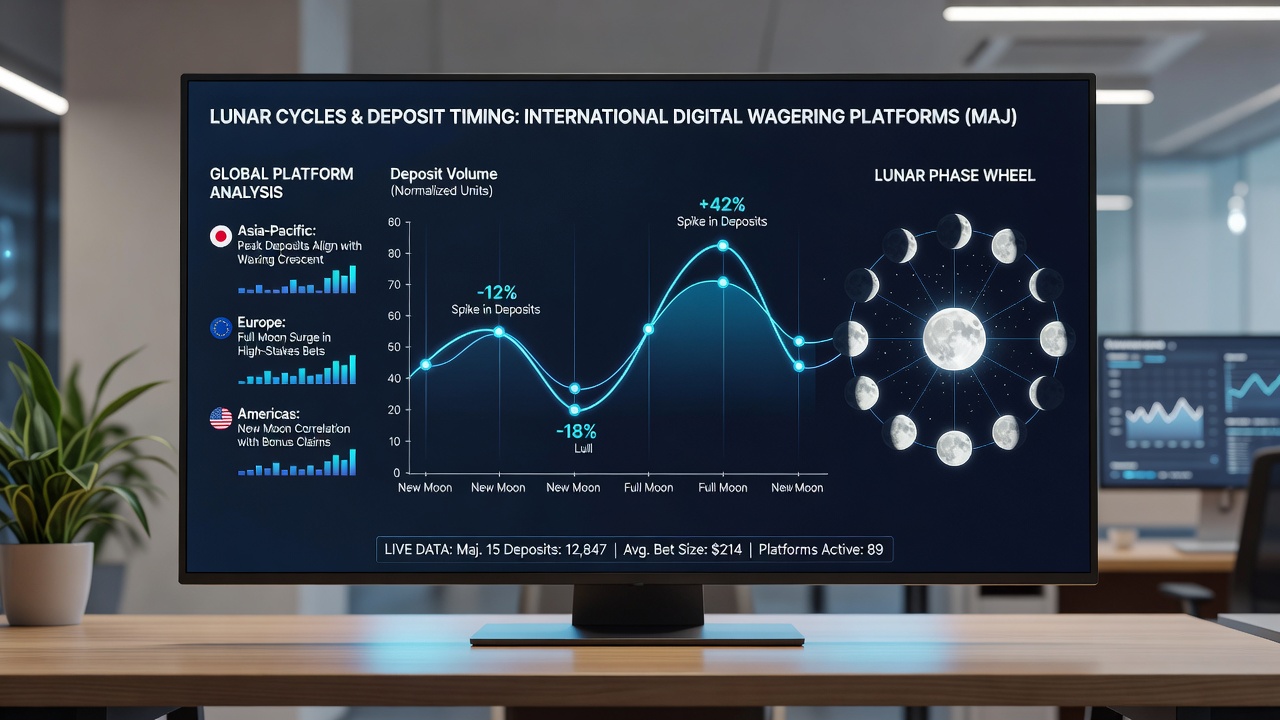 Global map illustrating deposit timing variations tied to lunar phases across betting platforms in tournament periods
