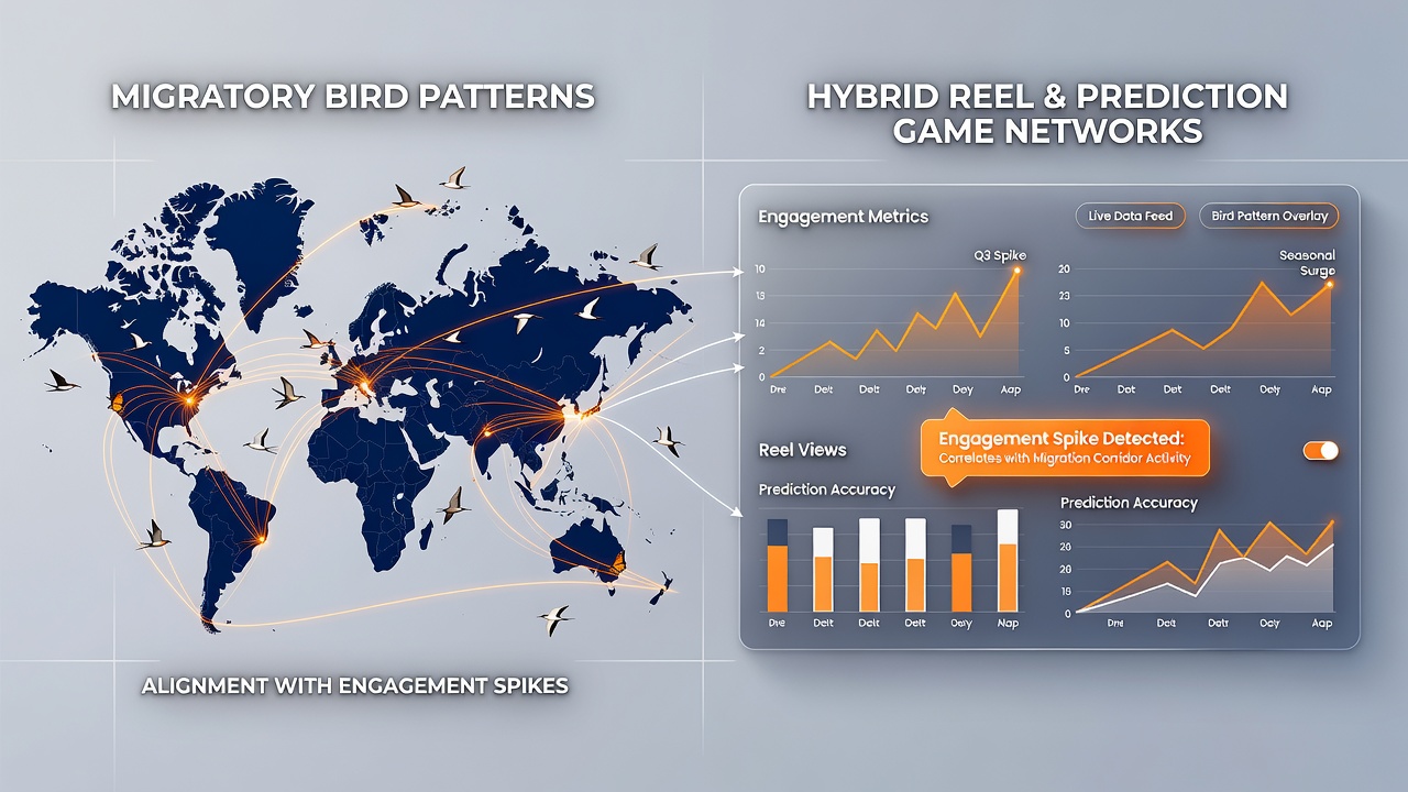 Graph comparing bird migration counts against weekly engagement metrics from hybrid gaming platforms